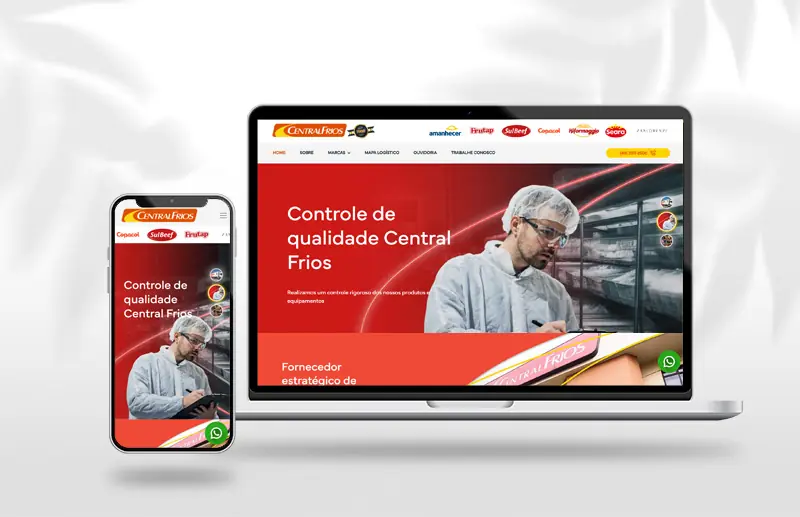 Site Central Frios criado pela Ciao Digital Chapecó